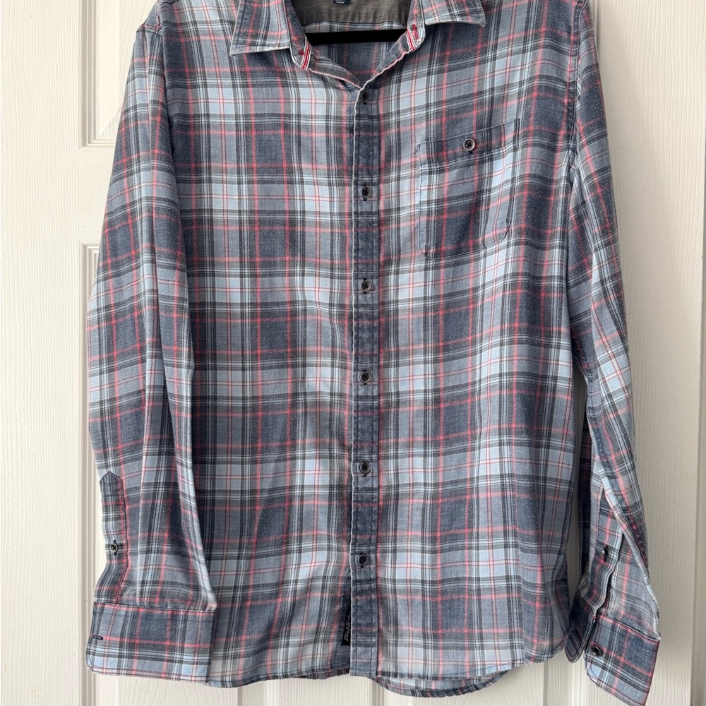 Red and Blue Plaid Flag and Anthem Button Down